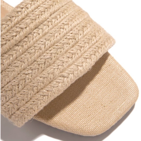Natural Woven Strap Slides in Cream - Picture 2 of 6